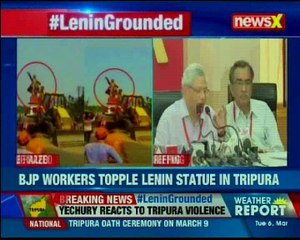 Lenin grounded BJP workers topple Lenin statue in Tripura