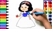 Draw Color Paint Cute Snow White Coloring Pages and Learn Colors for Kids