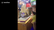 Child throws empty ice cream cone back at vendor