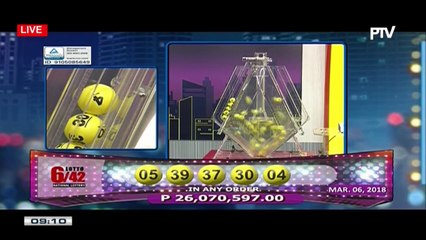 PCSO 9 PM Lotto Draw, March 6, 2018