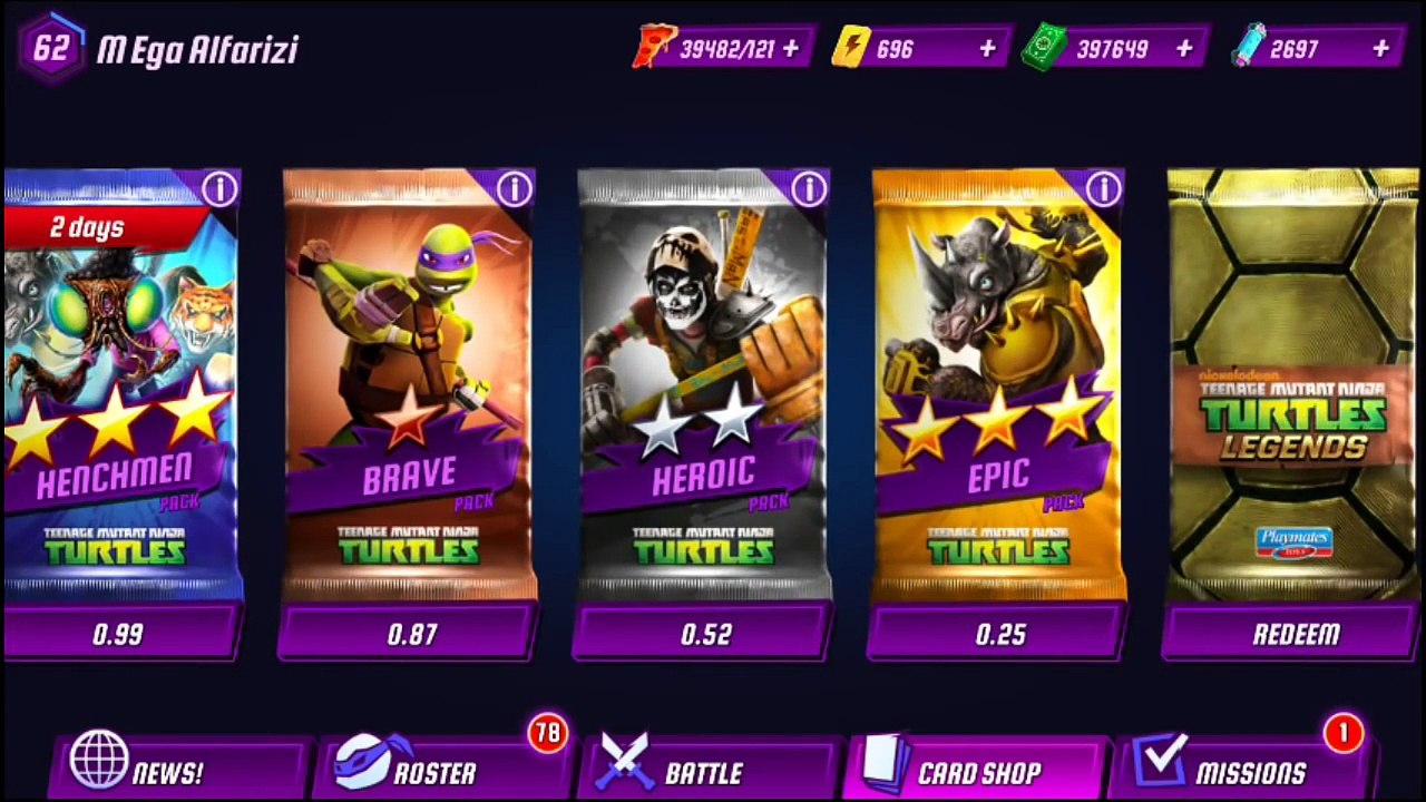 teenage mutant ninja turtles legends : Open Cards 5 Stars Awesome Pack Cards TMNT 2016 Terbaru