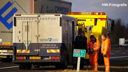 Waardetransport met pech veroorzaakt file op A28