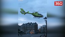 Momenti i çmendur kur piloti ul helikopterin në mes të rrugës së qytetit (360video)