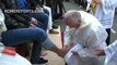 Pope washes the feet of three Muslim refugees