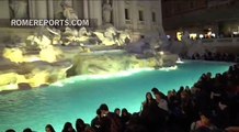 Rome's Trevi Fountain lights up with the colors of the Belgium flag