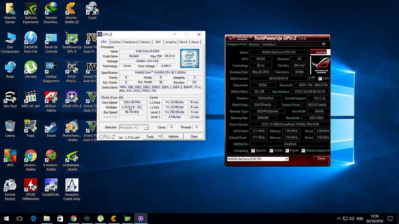 CRYSIS RODANDO EM FULL HD TUDO NO MAXIMO GTX 770 I5 6500 8GB DDR4 SSD FPS