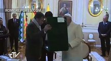Bolivian president, Evo Morales,  gives Pope politically charged gifts