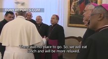 Pope Francis jokes with bishops from Puerto Rico: Drink wine and tell the truth