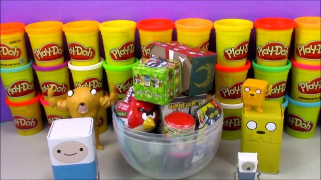 Giant Adventure Time Surprise Egg Play Doh Finn and Jake with Toys from Minecraft and More
