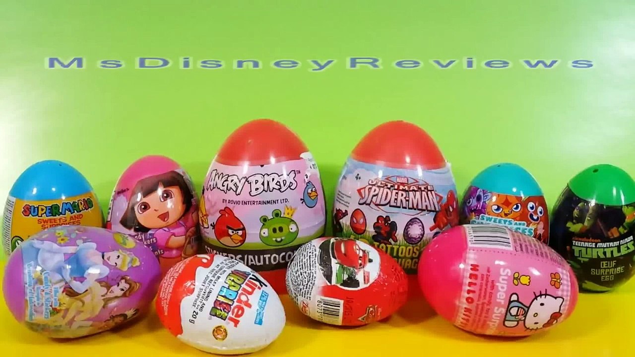 new Kinder Surprise egg Angry birds Spiderman Disney princess Mario bros Mcqueen Hello Kitty TMNT