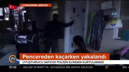 Pencereden kaçarken yakalandı