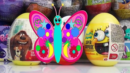 3 Huevos sorpresa kinder joy, bob esponja y la vida secreta de las mascotas en español 2016