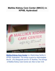 Mallika Kidney Care Center (MKCC) in KPHB, Hyderabad