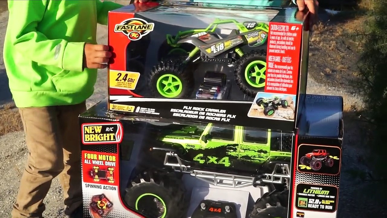 Monster Trucks Toy Unboxing - Kids Playing with RC Toys at Bike Jump Park