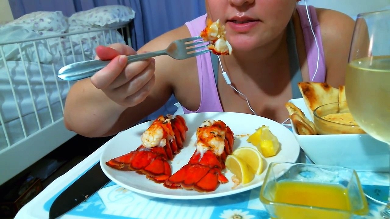 Lobster tails, crab dip, and white wine for dinner