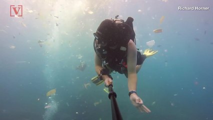 Diver Films Himself Swimming in Plastic Waste Devastating the Waters Near Bali