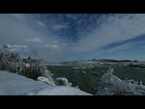 Niagara Falls partially frozen over in North American cold snap
