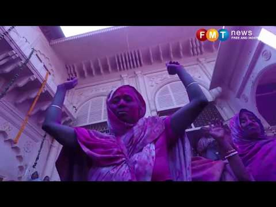 Widows celebrate Holi at temple in northern India