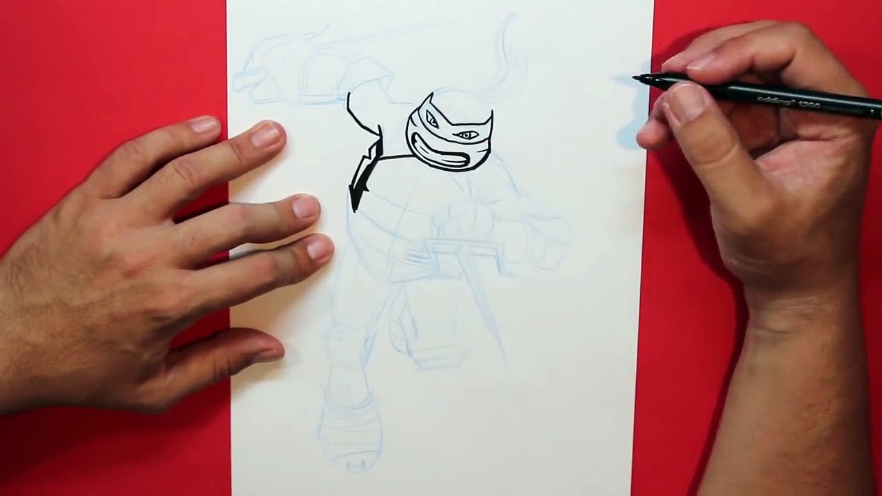 Cómo dibujar Tortugas Ninja -How to draw teenage mutant ninja turtles (Raphael, Action pose)