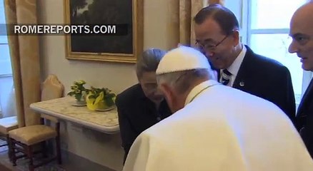 Pope meets with UN Sec. General, Ban Ki-moon. The environment tops the list of issues