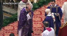 Benedict XVI receives ashes during his last ceremony at St. Peter's Basilica