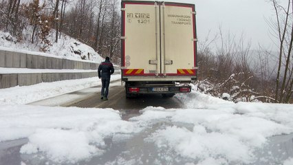 Semi Truck Drifting on Winter Roads