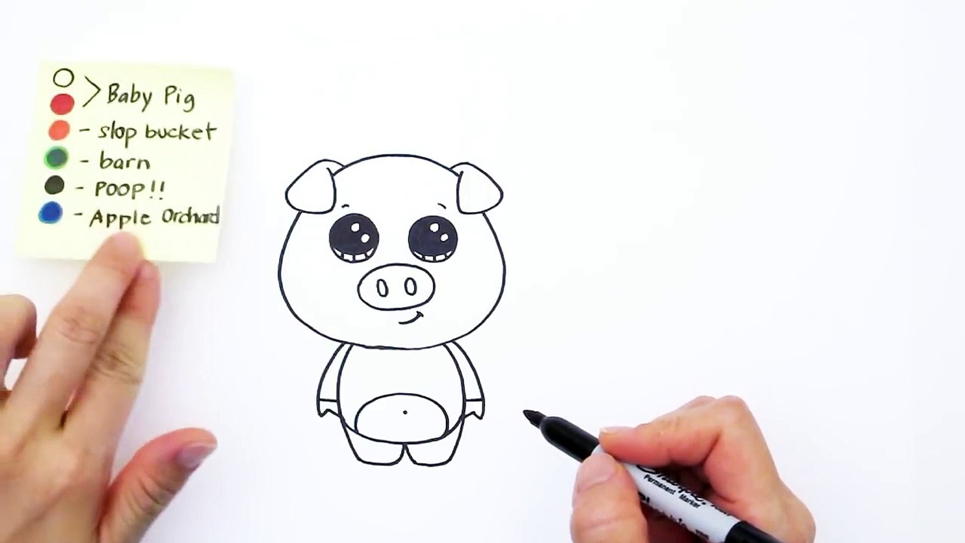 easy cute drawings of pigs