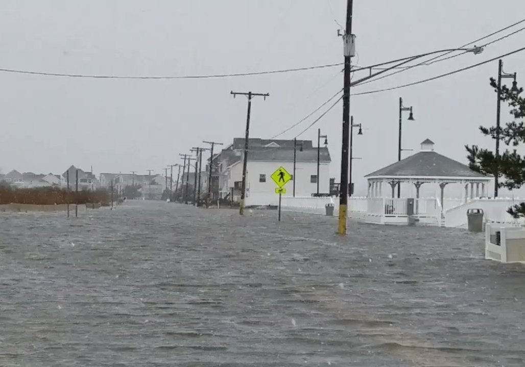 Nor'easter Pushes Water Over Bayside Road