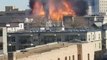 Large Construction Site Fire Burns Along Denver Skyline