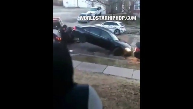 Woman Drives Her Car Off A Repo Truck! Video