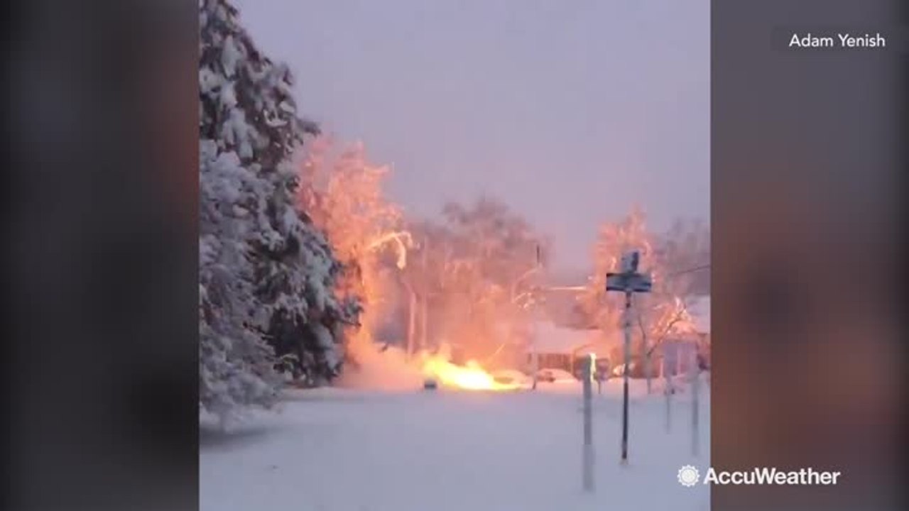 Downed power lines cause fire in New Jersey