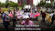 Striking Court Workers Clash With Police in Lima