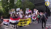 In 60 Seconds: Protesters outside UN Against Continued US Bombing in Syria
