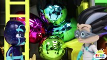 PJ MASKS IRL SUPERHEROES Catboy and Spiderman Surprise Eggs stolen by Romeo and Night Ninja