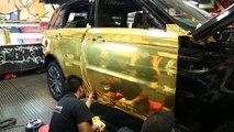 Range Rover wrapped CHROME GOLD!!!