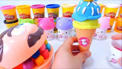 PLAY-DOH Dentista Brinquedo tomando SORVETE DA HELLO KITTY Doctor Drill N Fill com Muita Fome !!!
