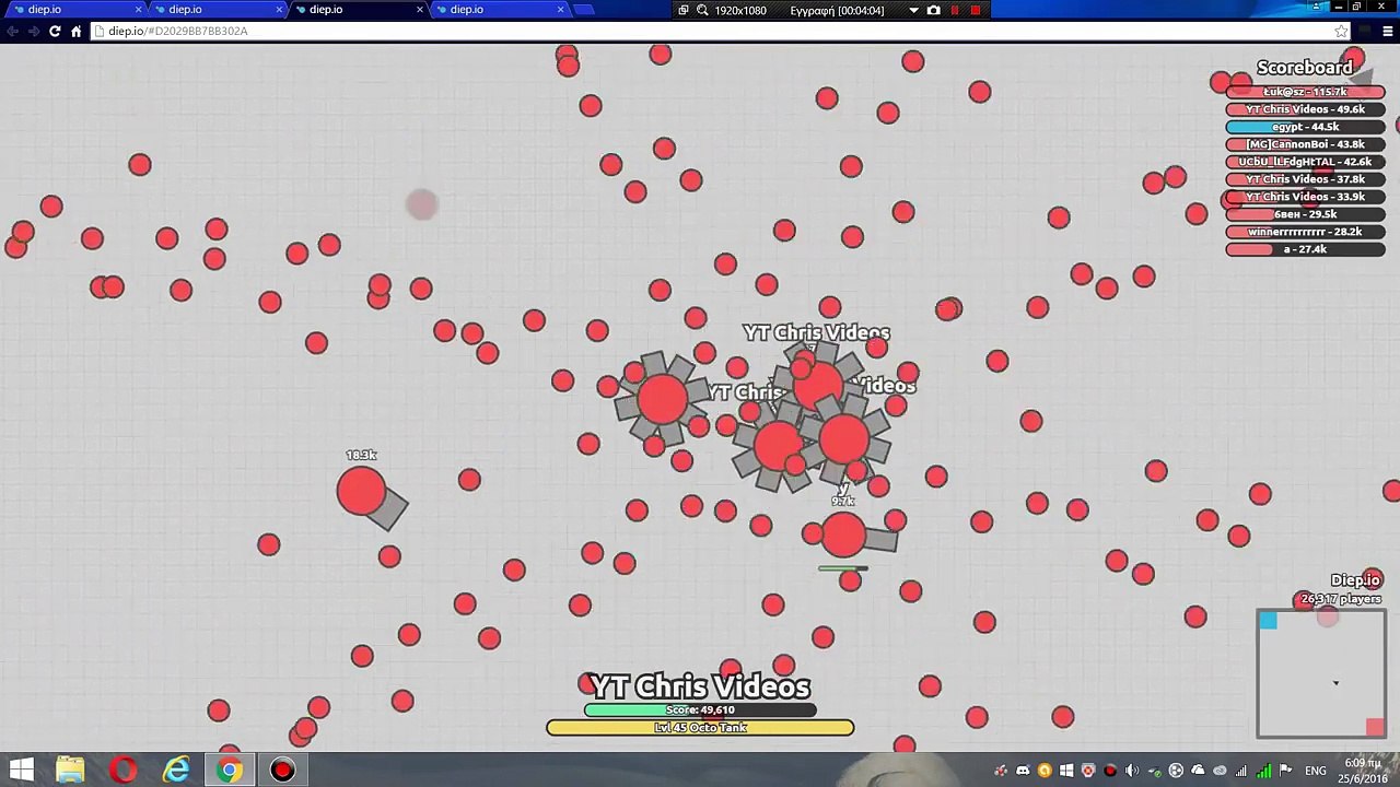 Diep.io - Octo Tank 4x multiboxing - 1 Million Score - World Record?!