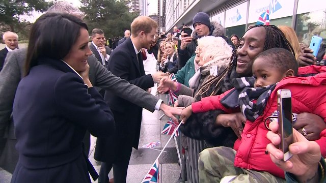 Crowds welcome Prince Harry and Meghan Markle to Birmingham