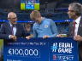De Bruyne presents cheque for victims of landmines