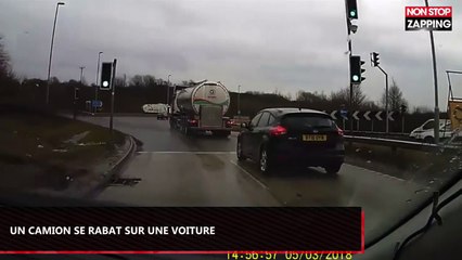Angleterre : Un camion se rabat brusquement sur une voiture (vidéo)