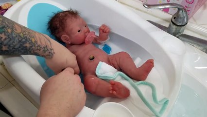 First Bath For Newborn Silicone Baby - Rare Full Body Silicone Julie Malloy Doll