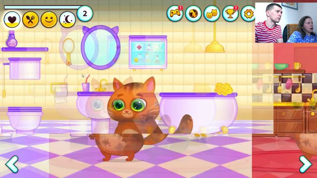 Котик Bubbu #1 – игровой мультик для детей, ухаживаем за котиком! My Virtual cat Bob Bubbu
