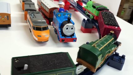 TOMY Trackmaster Thomas, Annie, Clarabel, Talking Percy, Emily, and Dart at EuroTunnel Train
