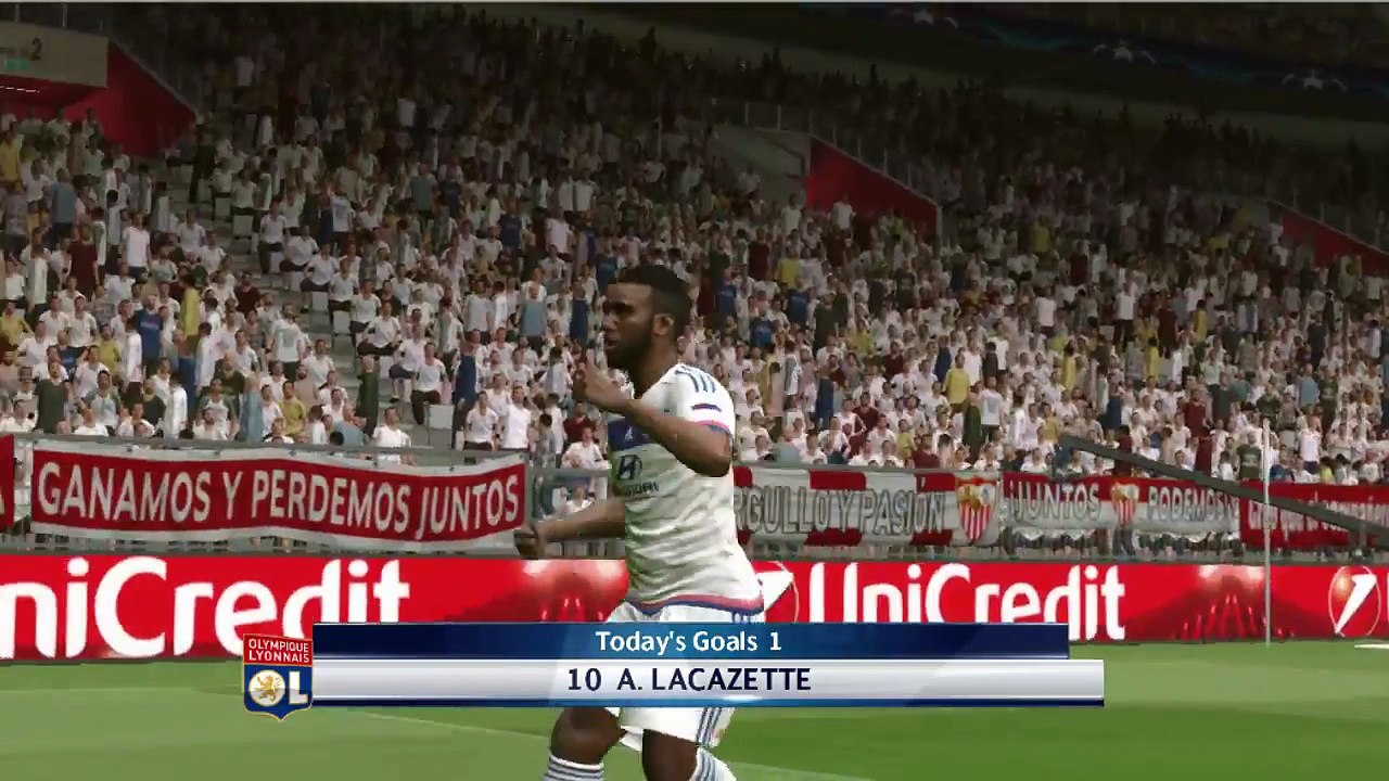 Sevilla vs Lyon Fantastic Goals 1-1 - Pes 17