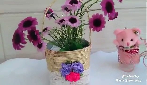 Como fazer Cesta de caixa de leite - DIY - Vaso decorado de lata de leite - Passo a passo fácil