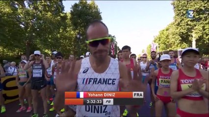 50km marche H (Diniz) - ChM 2017 athlétisme, condensé en 1 heure