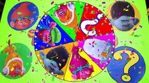 Trolls Movie Spin The Wheel Game with Mystery Guest, Slime, Squishy Toys, Smurfs and Mickey