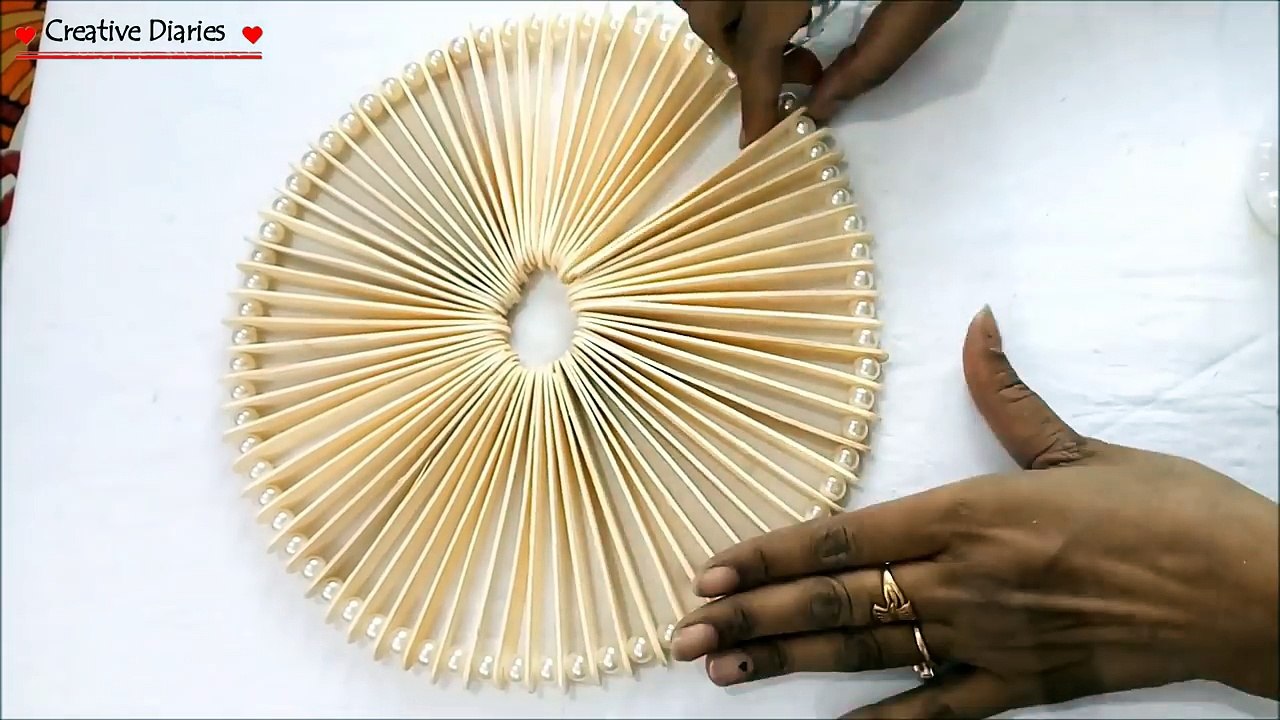 How to make a center table mat from Ice cream sticks/ Popsticks I DIY Table mat I Creative Diaries