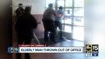 Elderly man thrown out of office by security guard