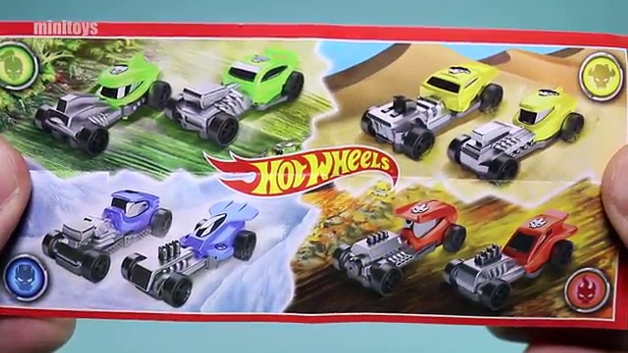 12 x Kinder Surprise - Hot Wheels - Red Blue Yellow Green Cars
